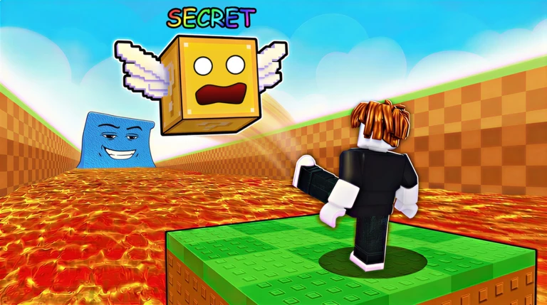 Roblox Kick a Lucky Block in-game scene with the rarity-coloured zone bands visible in the background